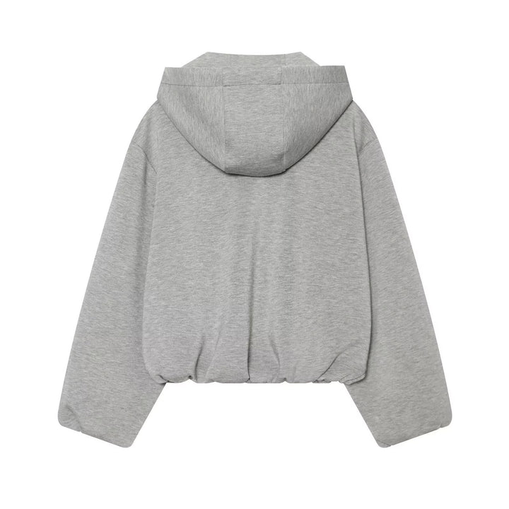 Damen Cropped Kapuzen-Zipjacke mit weitem Oversize-Schnitt Echo Archiv