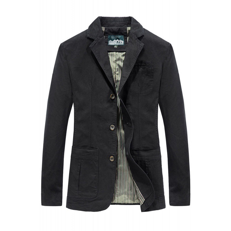 Herren nan legeres Baumwoll-Twill Sakko mit aufgesetzten Taschen und gestreiftem Innenfutter Echo Archiv