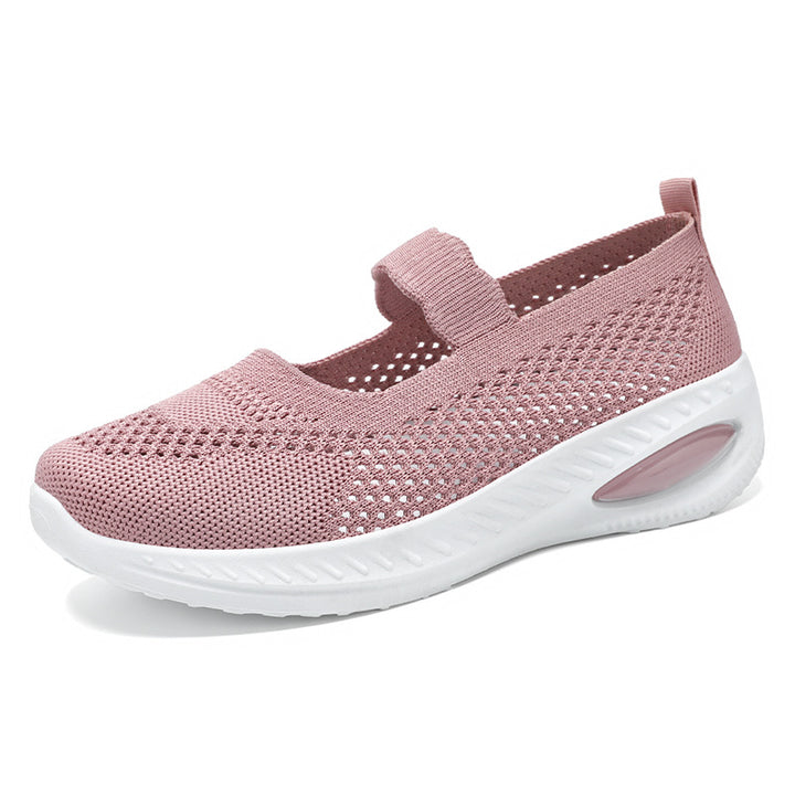 Damen nan atmungsaktiver Strick-Mary-Jane-Sneaker mit elastischem Riemen und sichtbarem Luftkissen-Plateau Echo Archiv