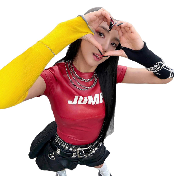 Damen Sportliches Kurzarmoberteil aus glänzendem Funktionsmaterial Echo Archiv