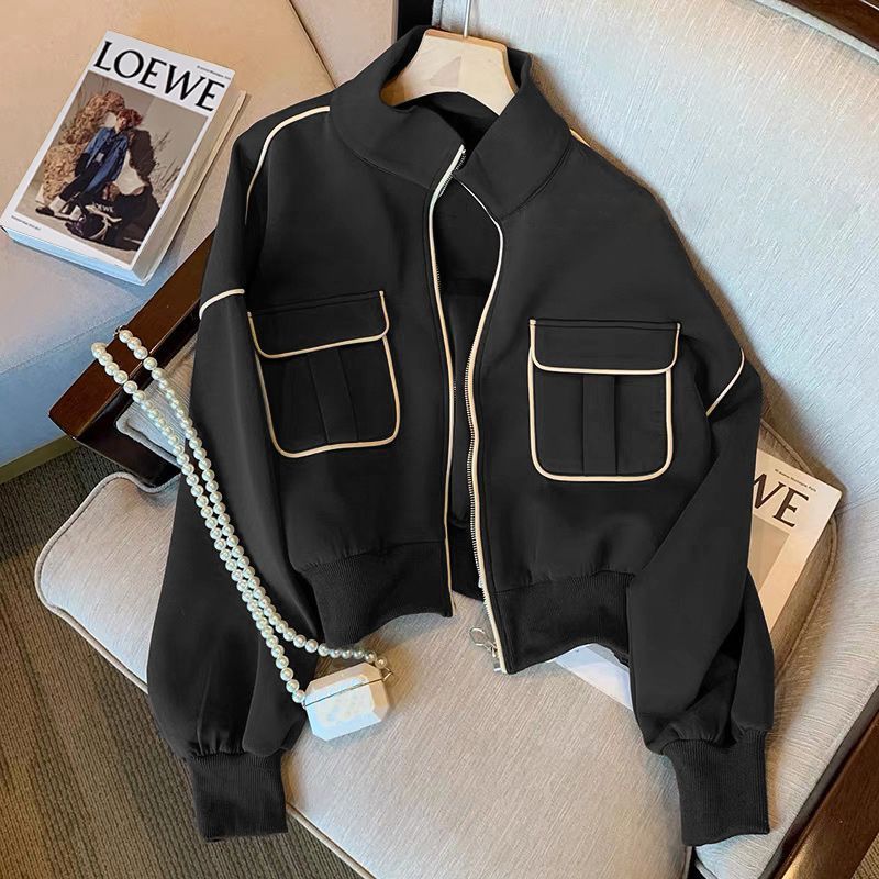 Damen Modische Cropped-Jacke mit Taschen Echo Archiv