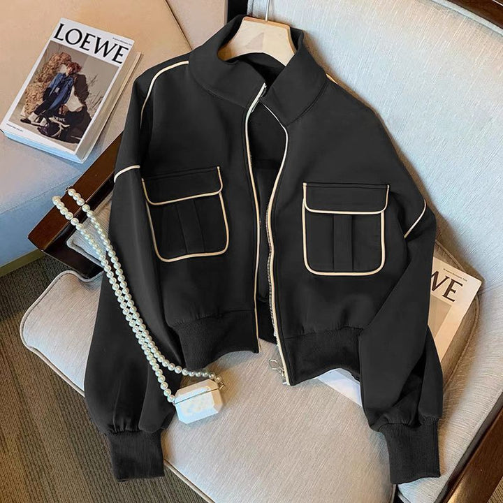 Damen Modische Cropped-Jacke mit Taschen Echo Archiv