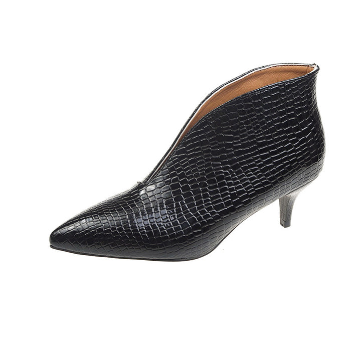 Damen nan spitze Stiefelette mit Krokoprägung und niedrigem Kittenabsatz Echo Archiv