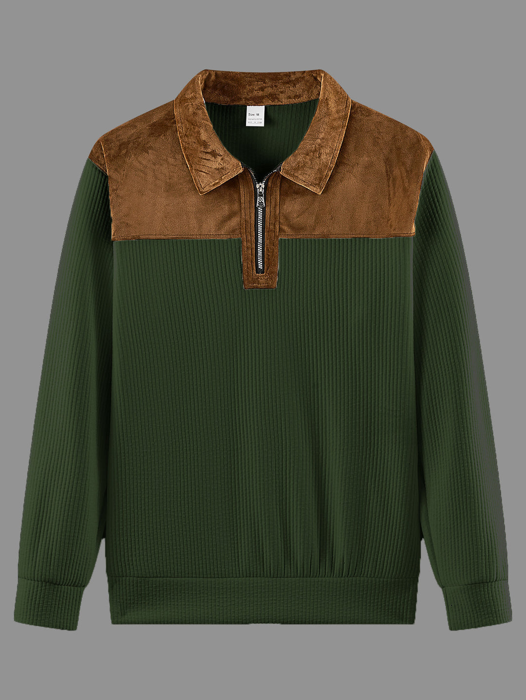 Unisex nan feinstrukturierter Strickpullover mit halbem Reißverschlusskragen und Samtbesatz Echo Archiv