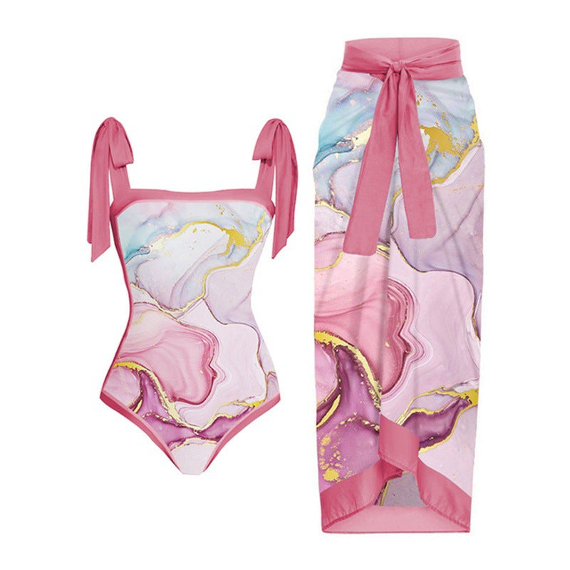 Damen Bikini-Set mit floralem Design und elegantem Überrock Echo Archiv