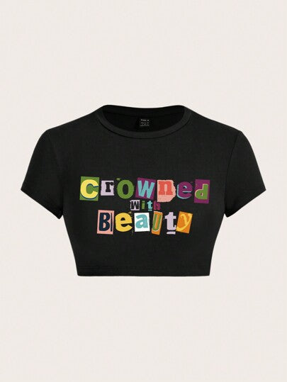 Damen Crop-T-Shirt mit kreativem unvergesslichem Statement Echo Archiv