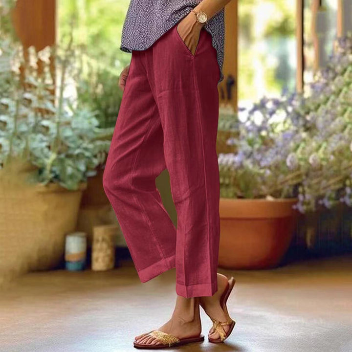Damen nan lässige Cropped-Hose mit geradem Bein, dezenter Bügelfalte und seitlichen Eingrifftaschen Echo Archiv