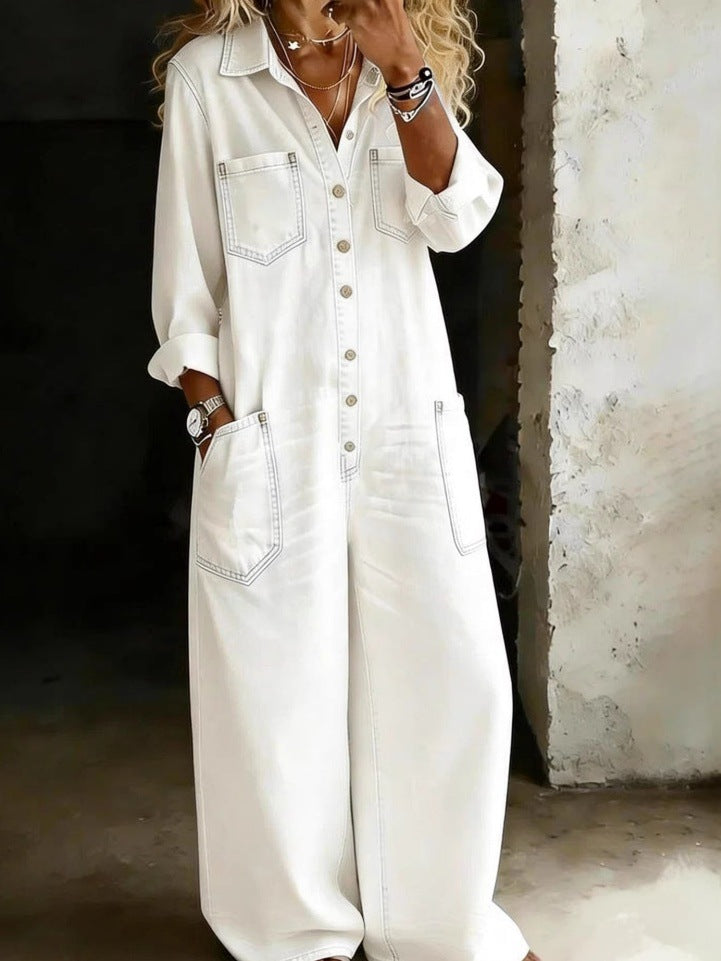 Damen Modisches Denim Maxikleid – Valéora