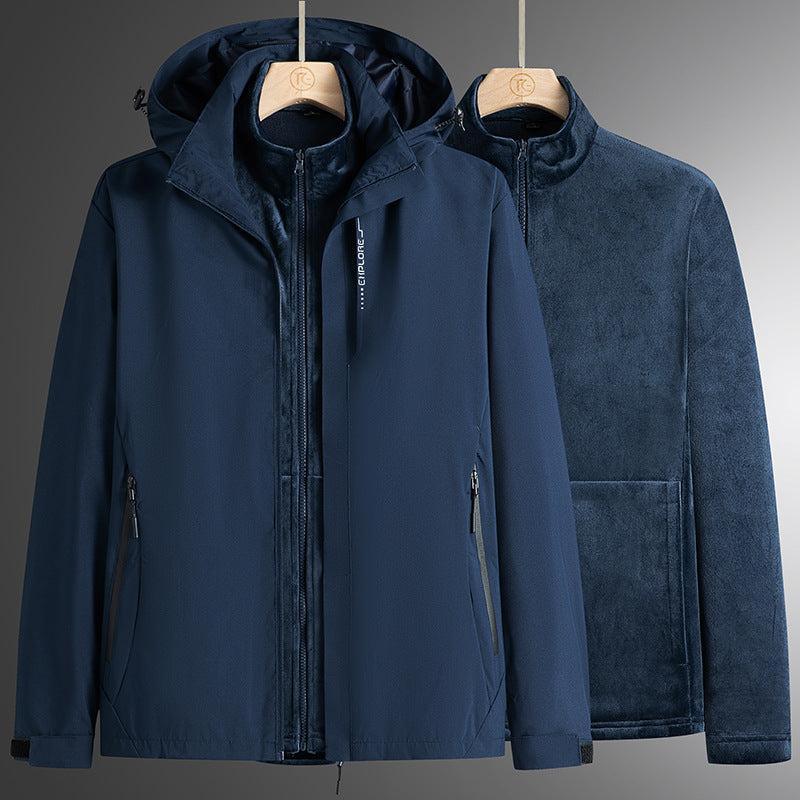 Herren Modular Softshell Parka mit abnehmbarer Fleece-Innenjacke, winddichter Außenschale und verstellbarer Kapuze – Taviero