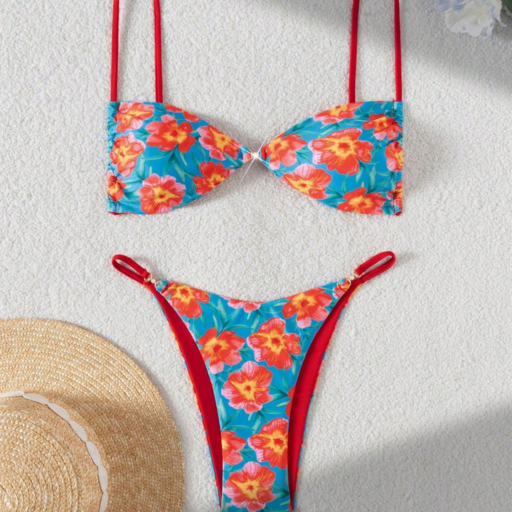 Damen Leopardenmuster Bikini-Set mit verstellbaren Trägern Echo Archiv