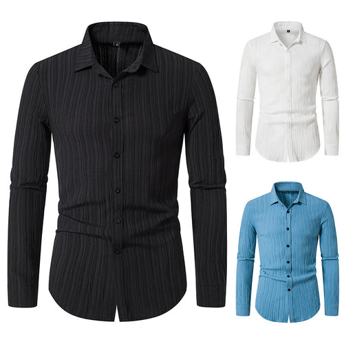 Herren Texturiertes Slim-Fit-Hemd mit krauser Struktur und Kentkragen Echo Archiv