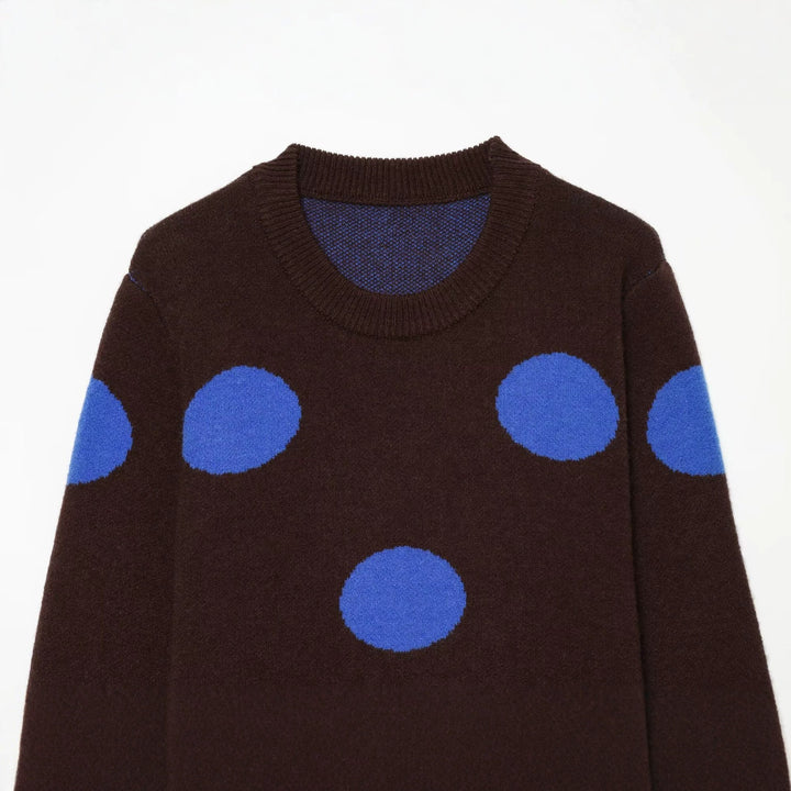 Damen Boxy Strickpullover mit großem Punktmuster, Rundhalsausschnitt und Rippbündchen Echo Archiv