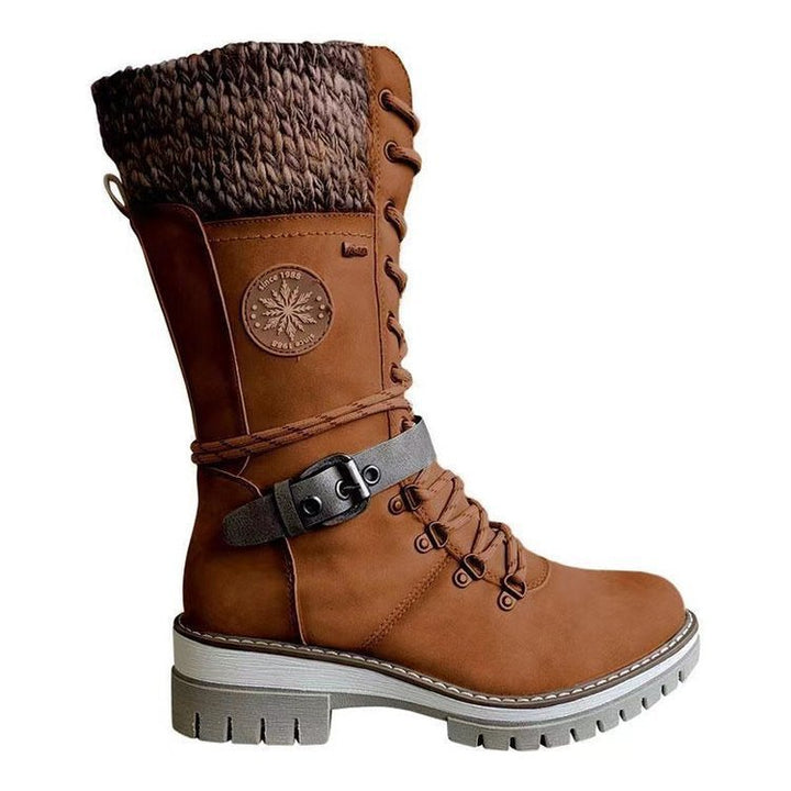 Damen nan hoher Schnürstiefel mit Strickbündchen, robuster Profilsohle und seitlichem Reißverschluss Echo Archiv