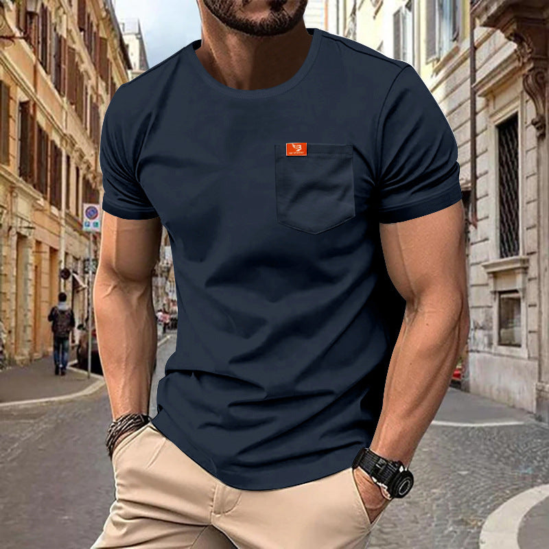 Herren Premium Rundhals T-Shirt mit Brusttasche Echoarchiv