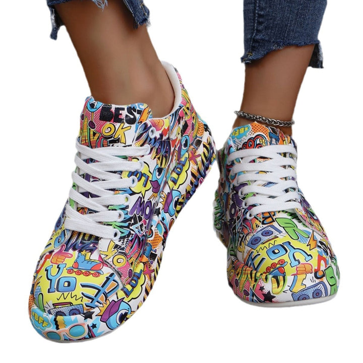 Damen modische High-Top Sneakers mit buntem Grafikdesign Echo Archiv