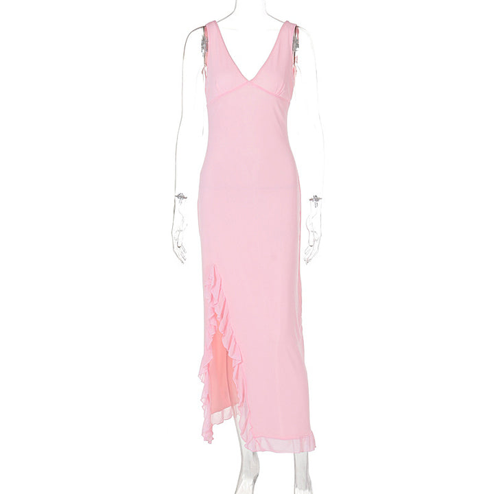 Damen Maxikleid mit tiefem Schlitz und eleganten Rüschendetails Echo Archiv