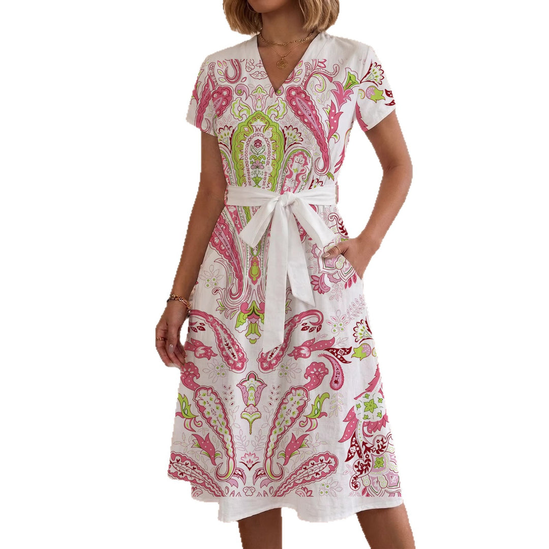 Damen Midi Kleid mit floralen Akzenten und tailliertem Schnitt Echo Archiv