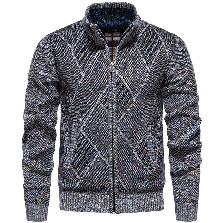 Herren modischer Strickjacke mit Stehkragen und einzigartigem Zopfdesign Echoarchiv