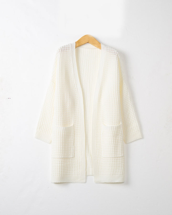Damen Langer Oversize Strickmantel mit offener Front und aufgesetzten Taschen Echo Archiv