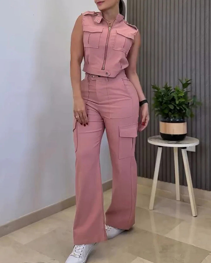 Damen Cargo-Jumpsuit mit kurzem Oberteil und praktischen Taschen Echo Archiv