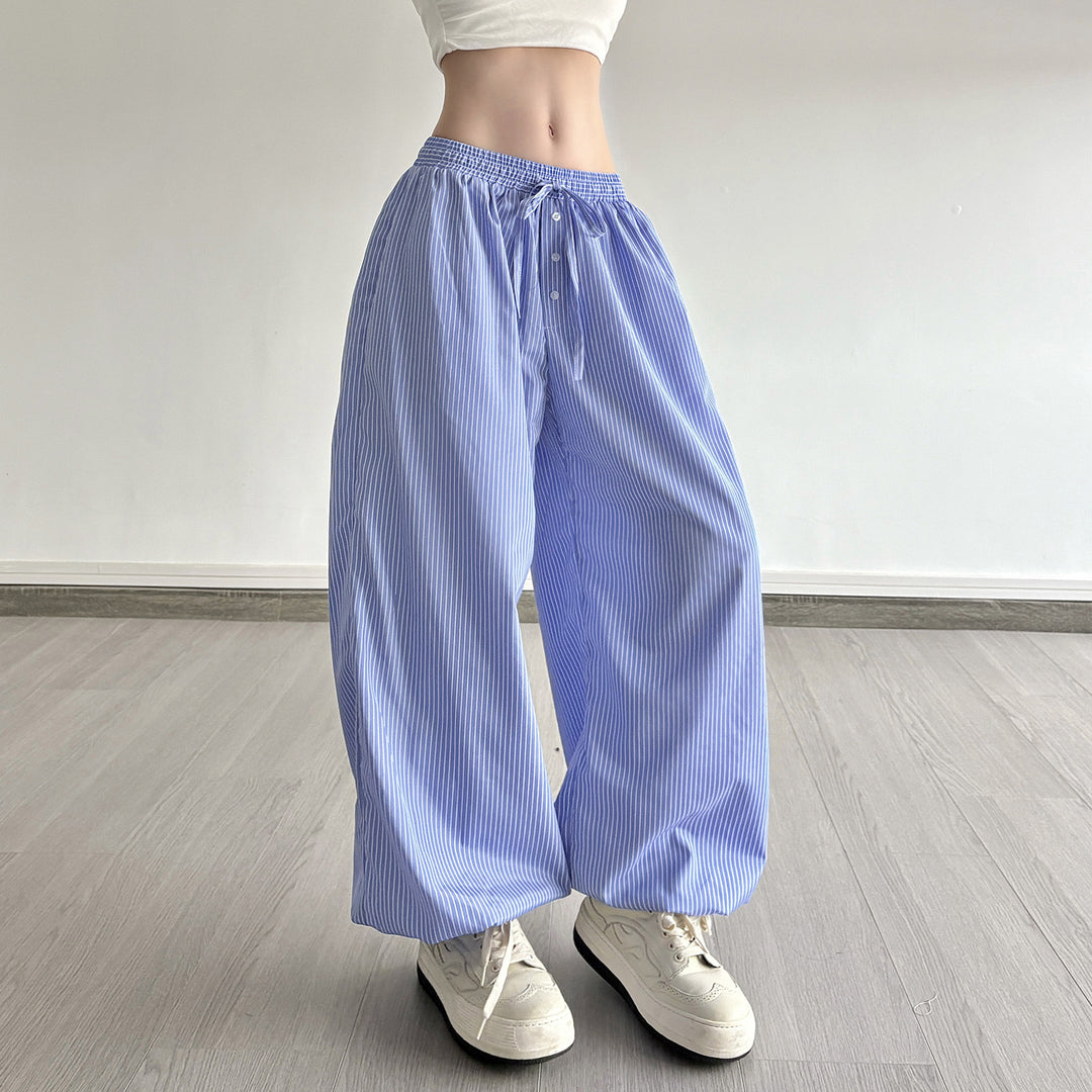 Damen Weite Lounge-Hose mit Smokbund, Tunnelzug, Knopfleiste und elastischen Fußbündchen Echo Archiv