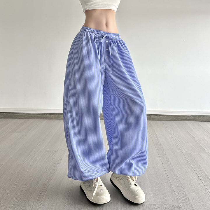 Damen Weite Lounge-Hose mit Smokbund, Tunnelzug, Knopfleiste und elastischen Fußbündchen Echo Archiv