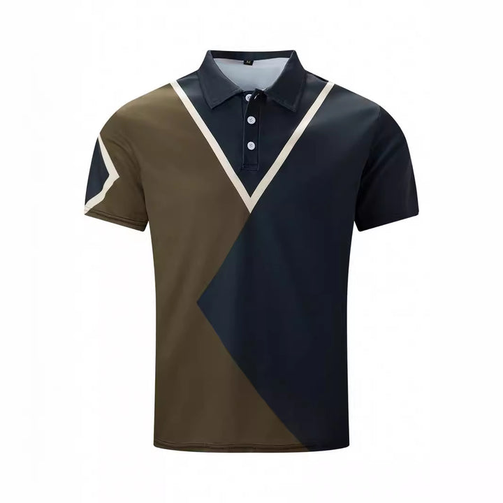 Herren Polohemd mit modernen Farbblock-Designs und atmungsaktiven Materialien Echoarchiv