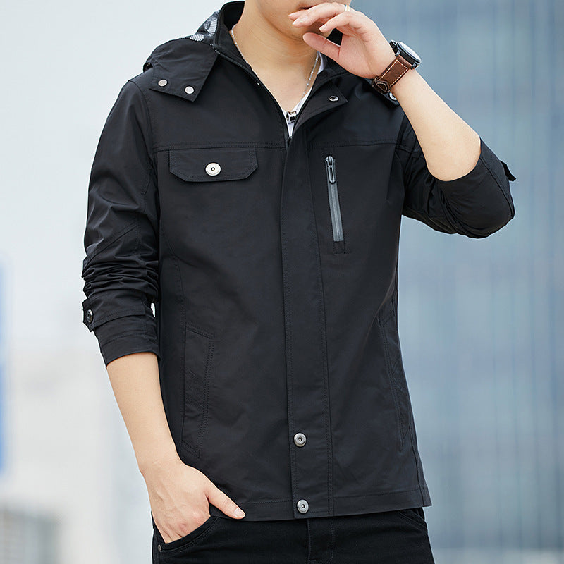 Herren Leichter Kapuzen-Fieldblouson im Casual-Utility-Stil Echoarchiv