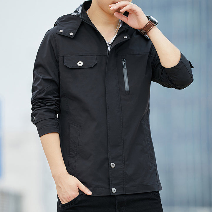 Herren Leichter Kapuzen-Fieldblouson im Casual-Utility-Stil Echoarchiv