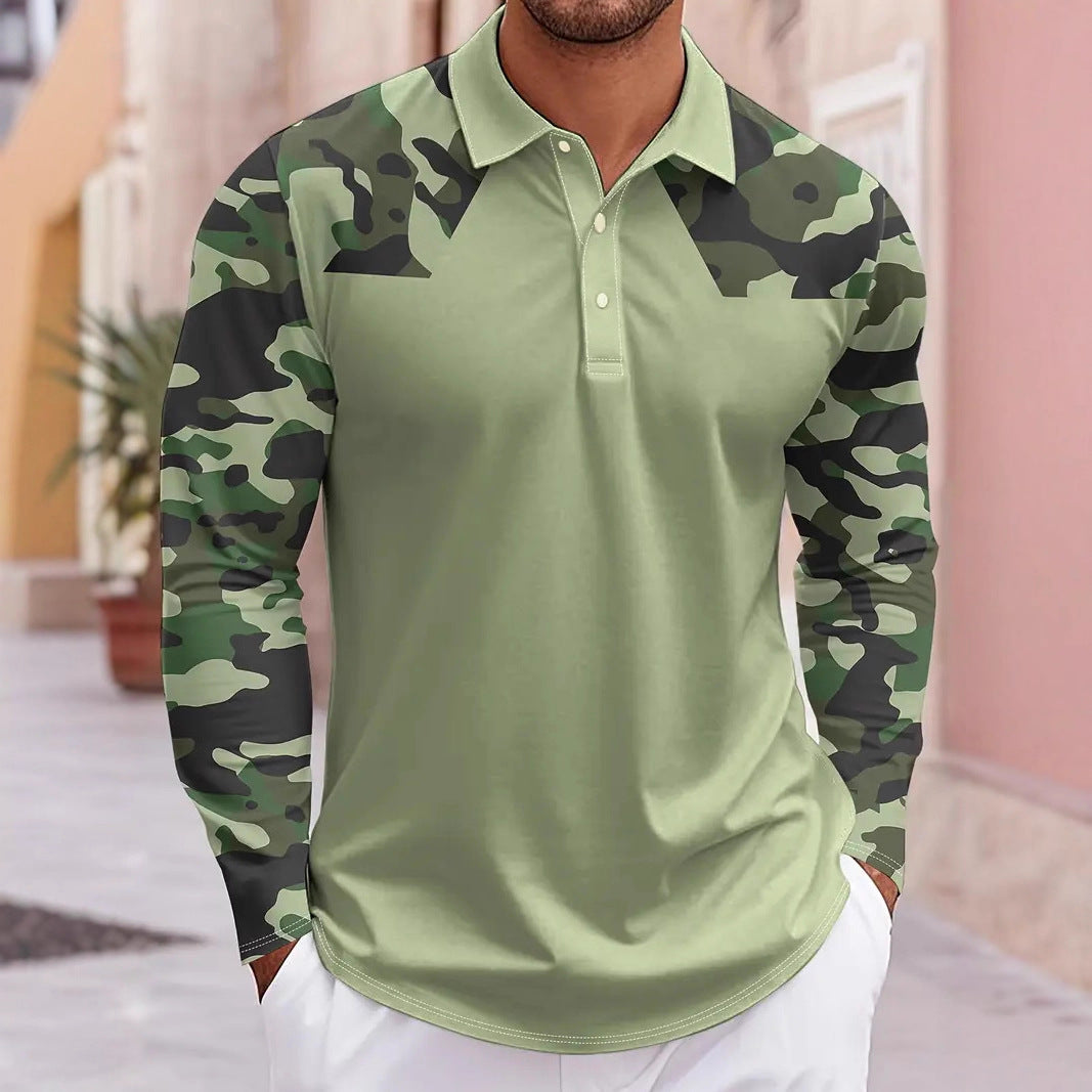 Herren Polo-Shirt mit Camouflage-Ärmeln Echoarchiv
