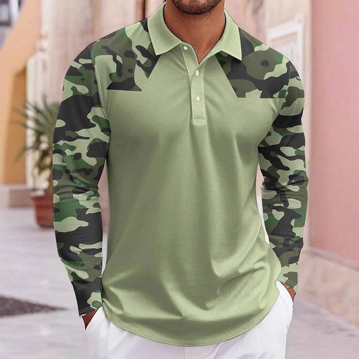 Herren Polo-Shirt mit Camouflage-Ärmeln Echoarchiv