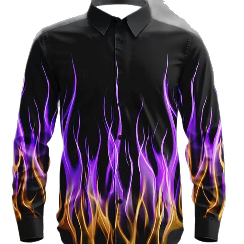 Herren Langarmhemd mit innovativem Flammenmuster – Arvello