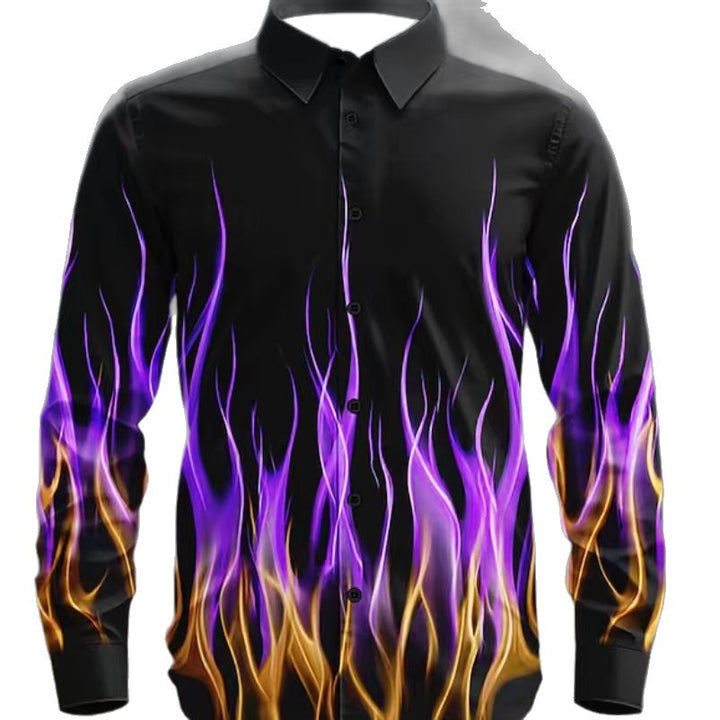 Herren Langarmhemd mit innovativem Flammenmuster Echoarchiv