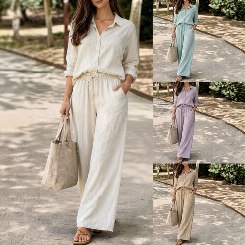 Damen Leichte und bequeme Sommerbluse mit weiten Hosen Echo Archiv
