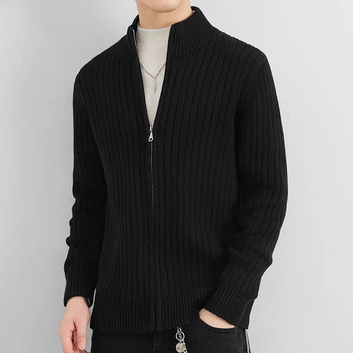 Herren Strickjacke mit durchgehendem Reißverschluss und hochgeschlossenem Kragen Echoarchiv