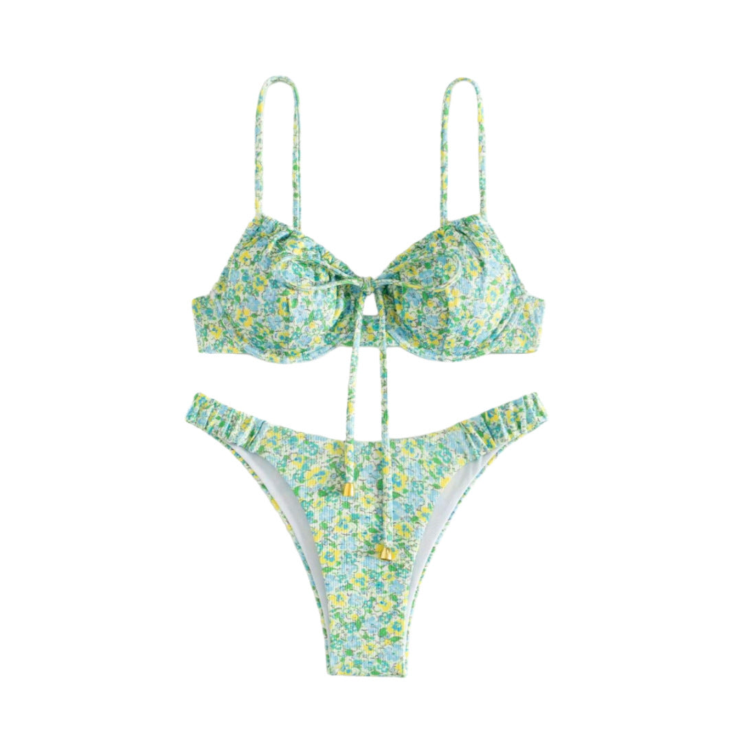Damen Floral Bikini mit hochwertigen Rüschen und verstellbaren Trägern Echo Archiv