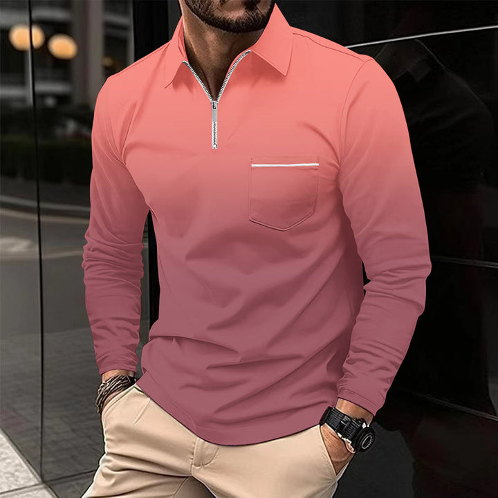 Herren Langarmshirt mit modernem Reißverschluss und praktischem Brusttasche Echoarchiv