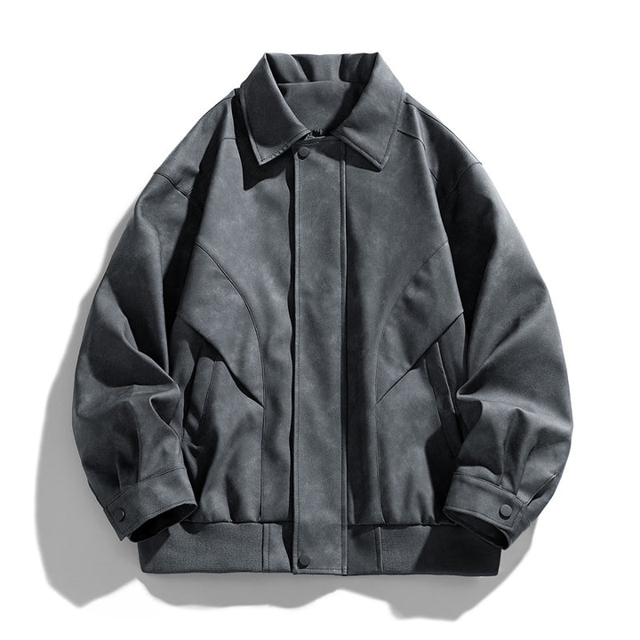 Herren Designer Kunstlederjacke mit strukturiertem Kragen Echo Archiv