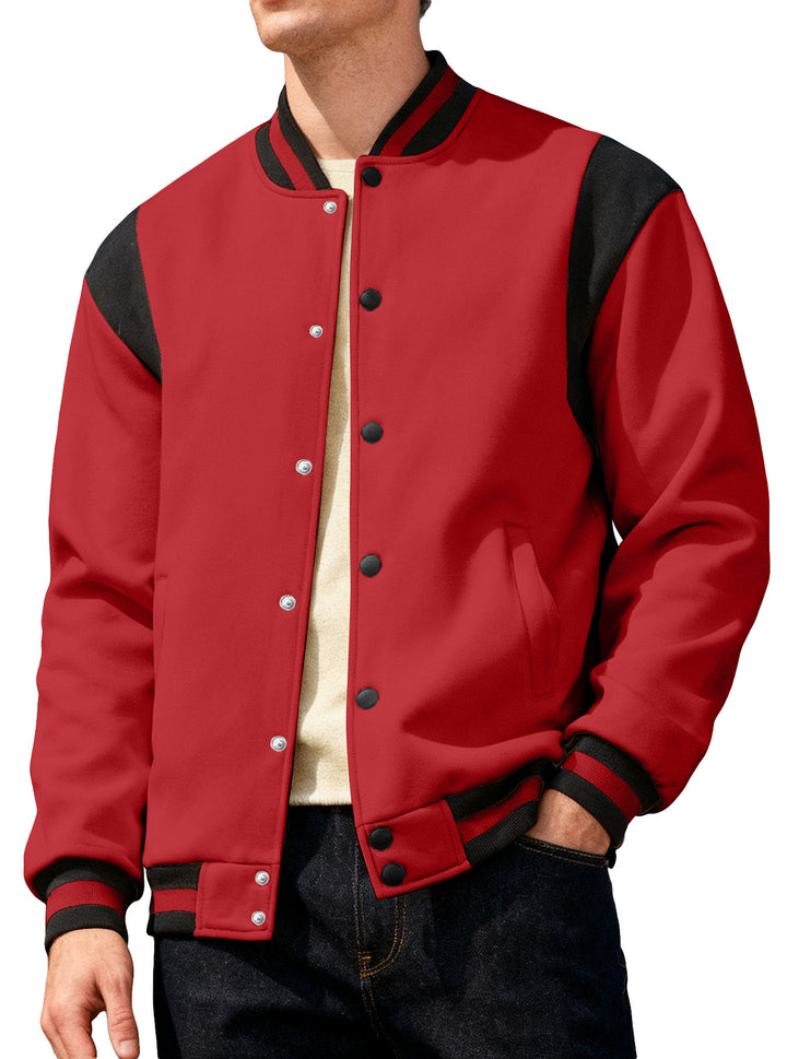 Herren lässige Collegejacke mit Druckknöpfen und elastischen Bündchen Echoarchiv