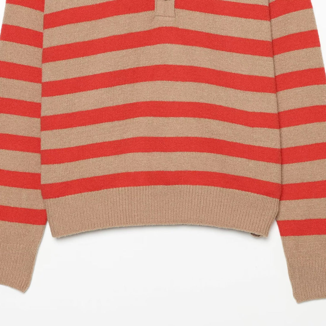 Damen Gestreifter Oversize-Strickpullover mit Henley-Knopfleiste Echoarchiv