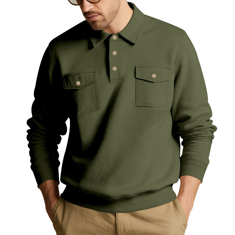 Herren komfortabler Fleece-Pullover mit praktischen Brusttaschen Echoarchiv