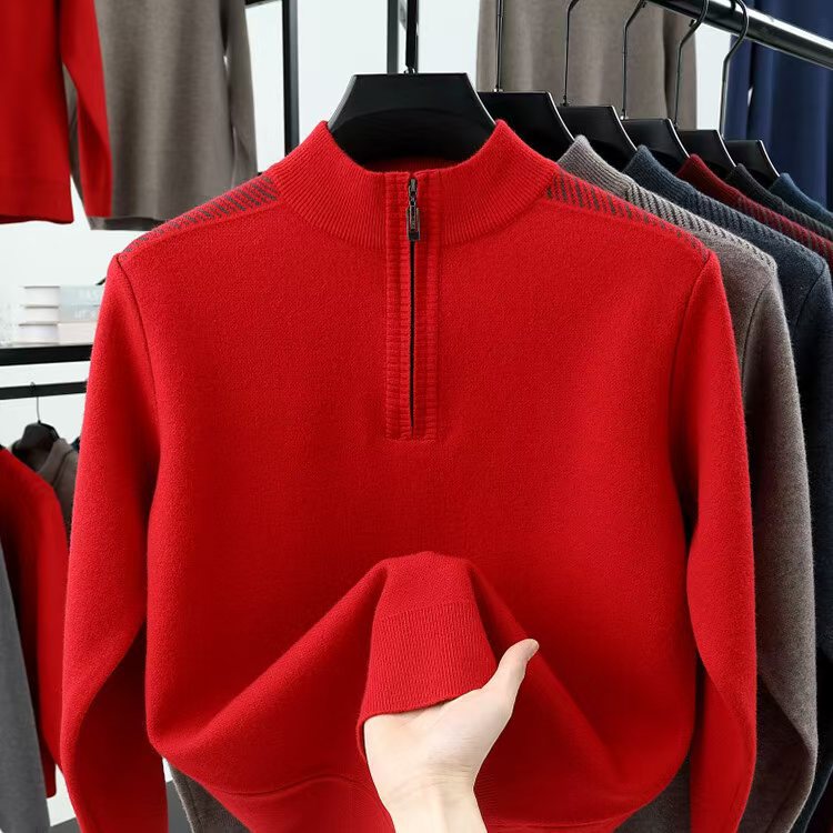Herren funktionaler Rollkragenpullover mit halbzipper und strukturiertem Design Echoarchiv