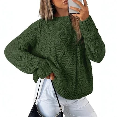 Damen Grobstrickpullover im Zopfmuster mit lässigem Oversize-Schnitt Echo Archiv