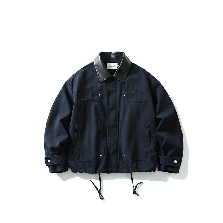 Herren Fieldjacke im Boxy‑Cut mit Lederkragen und Kordelzug Echoarchiv