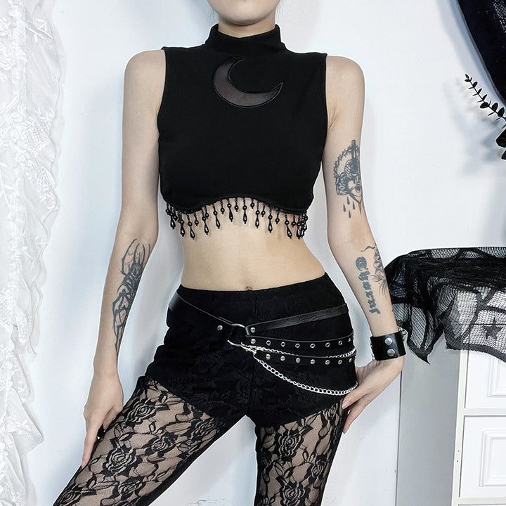 Damen elegantes Crop-Top mit Perlenverzierungen Echo Archiv