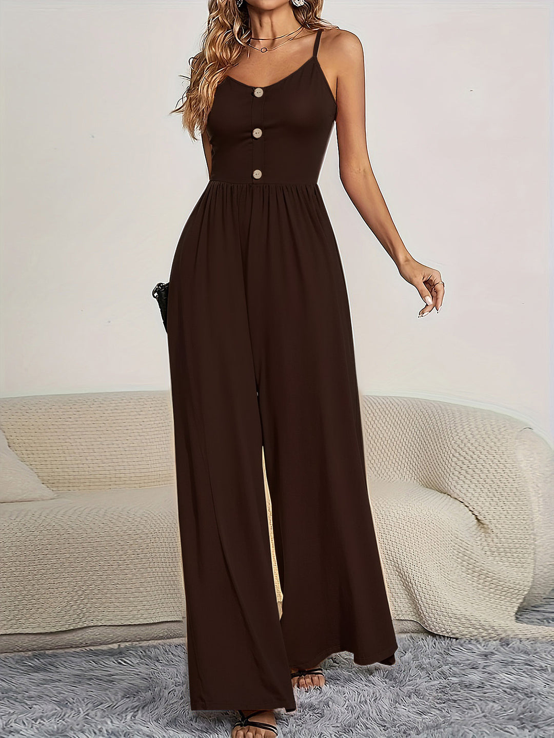Damen Jumpsuit mit knöpfbarem Oberteil und weitem Bein Echo Archiv