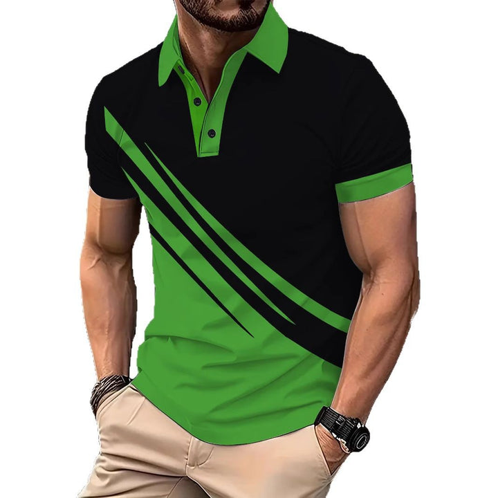 Herren Sportliches Poloshirt mit dynamischen Linienmustern Echoarchiv