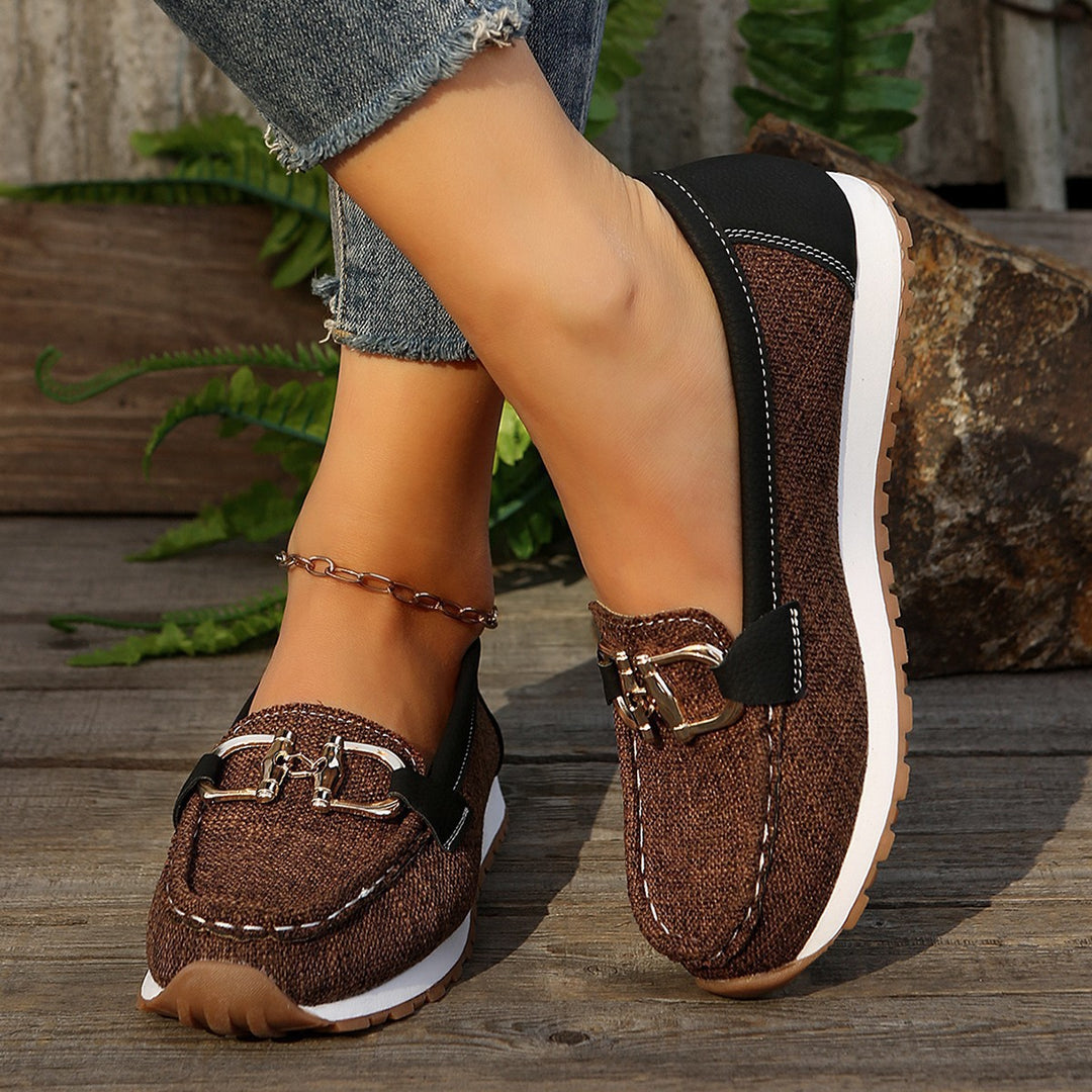 Damen Angesagte Plateau‑Loafer mit Gold‑Horsebit und gepolstertem Komfortfußbett – Lioré