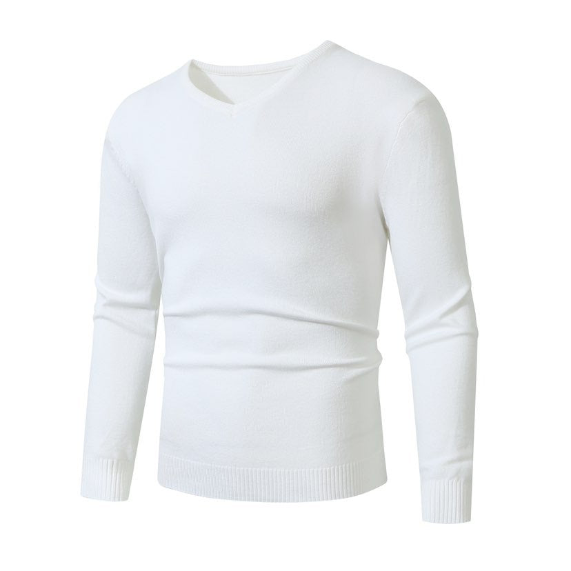 Herren Schmal geschnittener Feinstrick‑V‑Neck-Pullover mit Rippbund und atmungsaktiver Baumwollmischung Echo Archiv