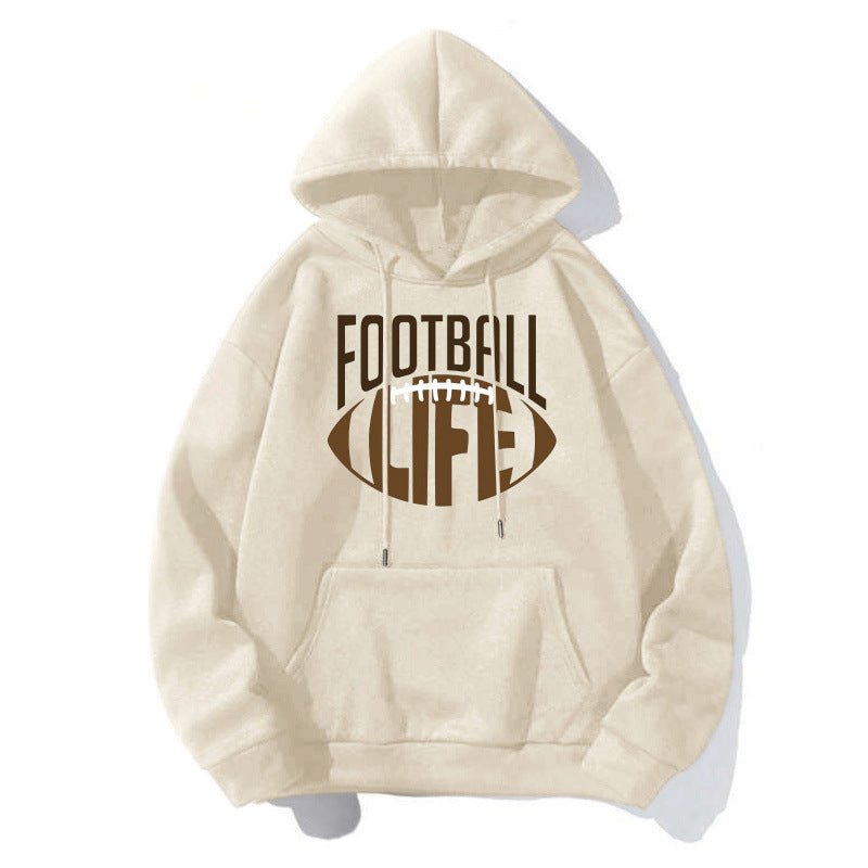 Damen Sportlicher Kapuzenpullover mit Football-Motiv Echoarchiv